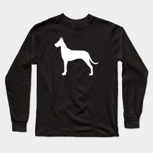 White Great Dane Silhouette Long Sleeve T-Shirt